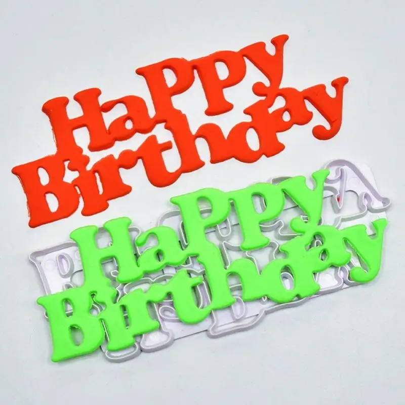 

1 Pcs Happy Birthday Cake Mold Plastic Sugarcraft Cutter Mould Fondant Baking DIY 3D Sugar craft Cake Decoration Tools
