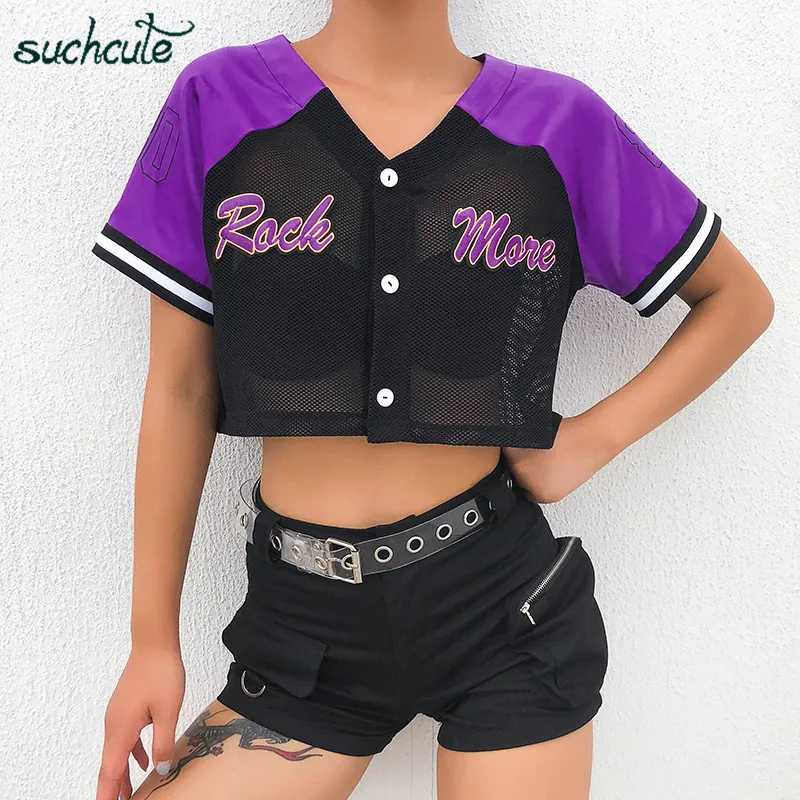 

SUCHCUTE Female T-Shirt V-Neck Hollow Out Patchwork Summer 2019 Plus Size Gothic Modis Harajuku Party Topics Korean Style Tops