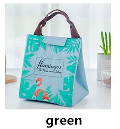 Новая Водонепроницаемая пляжная большая сумка для ланча с фламинго, Термосумка, черная сумка для пикника, для женщин и детей, для мужчин, сумка-холодильник, милый Контейнер для ланча - Цвет: Зеленый