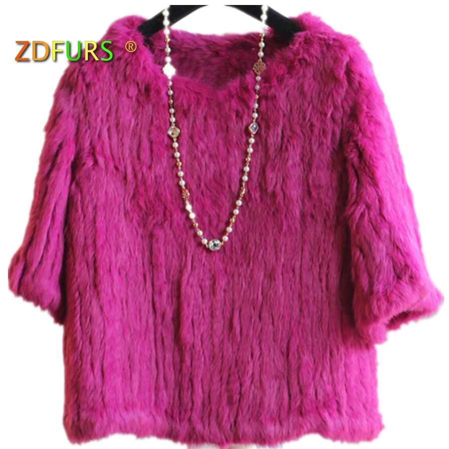 

ZDFURS * knitted rabbit fur blouses sweater ladies pullovers real rabbit fur coat jacket autumn wineter outerwear