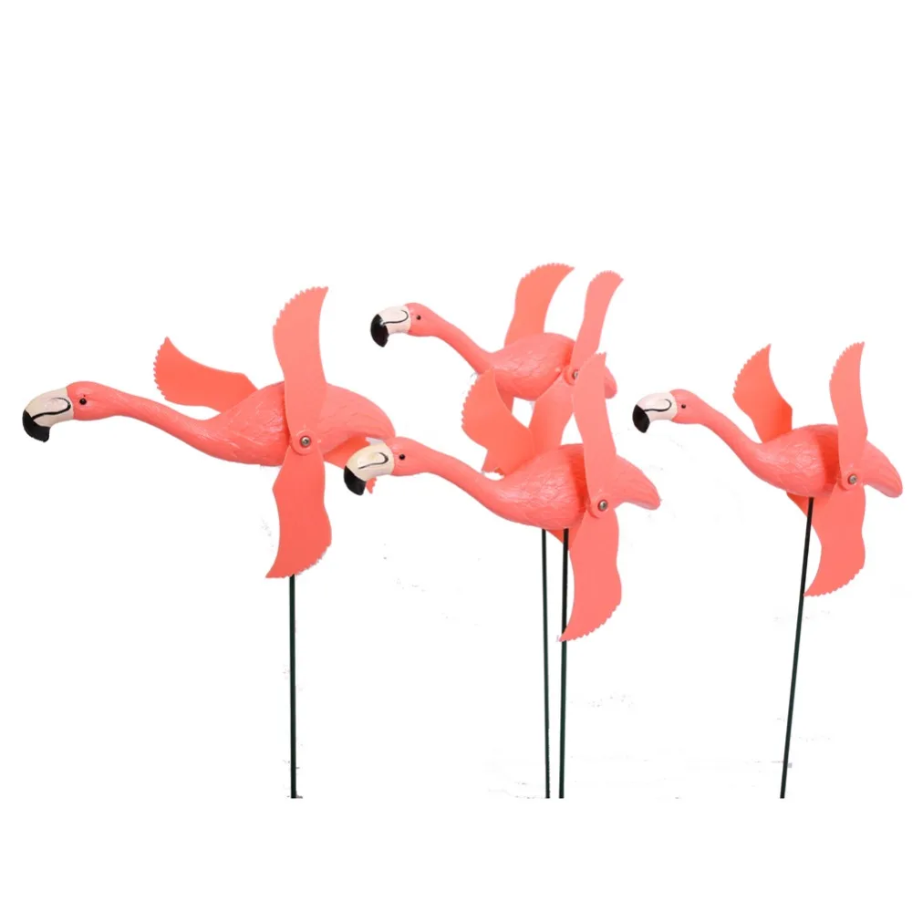 

Mini Pink Flamingo with twirling Wings Outdoor Windmill for Yard Garden Party Decoration Lawn Ornaments (4Packs)