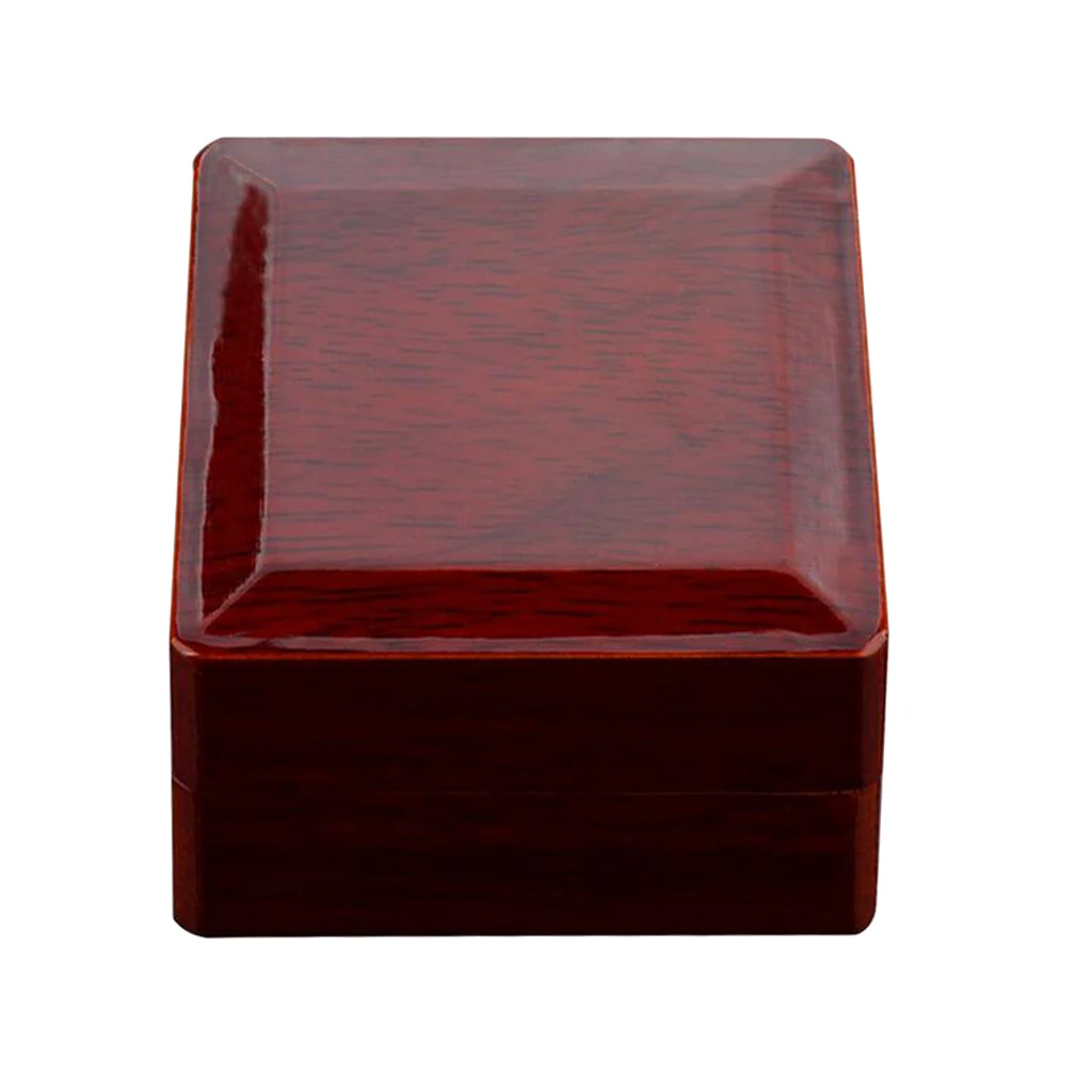 MagiDeal Mini Wine Red 65x65x50mm Wooden Jewelry Box for Championship Ring Sports Fan Collection Showcase Display