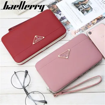 

Baellerry Style Top Grade Women Wallets Solid Leather Hasp Zipper Clutch Female Mobile Bags Money Purse Lady Clutch Free Shippin