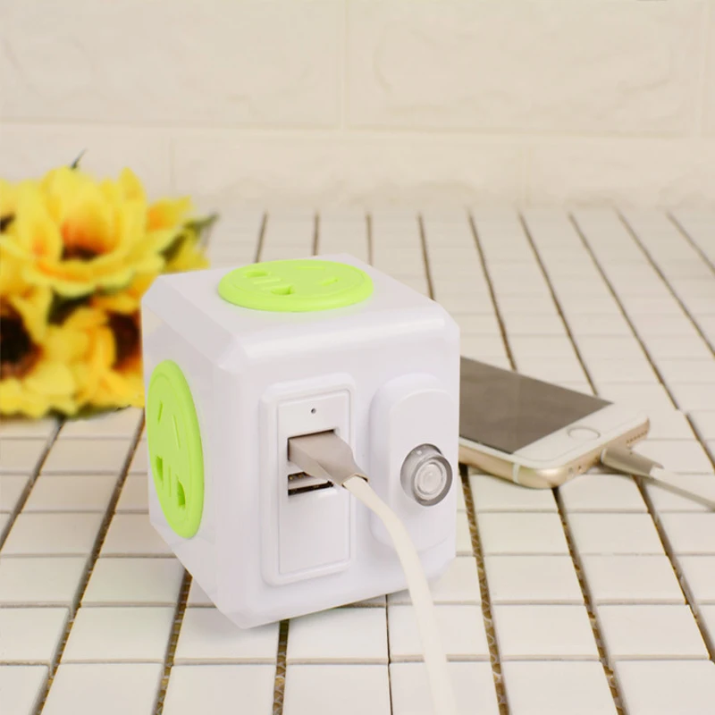 Pаспродажа Умный дом Мощность Cube гнездо ЕС Plug 4 Розетки 2 Порты USB адаптер Мощность расширение полосы адаптер с независимым переключатель