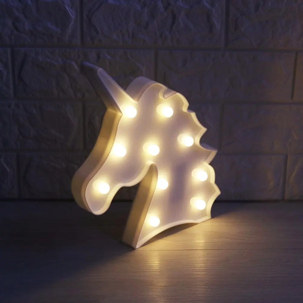 Adeeing 3D единорог Marquee светильник с 10 теплый белый светодиодный светильник для украшения дома светодиодный знак Marquee светодиодный светильник