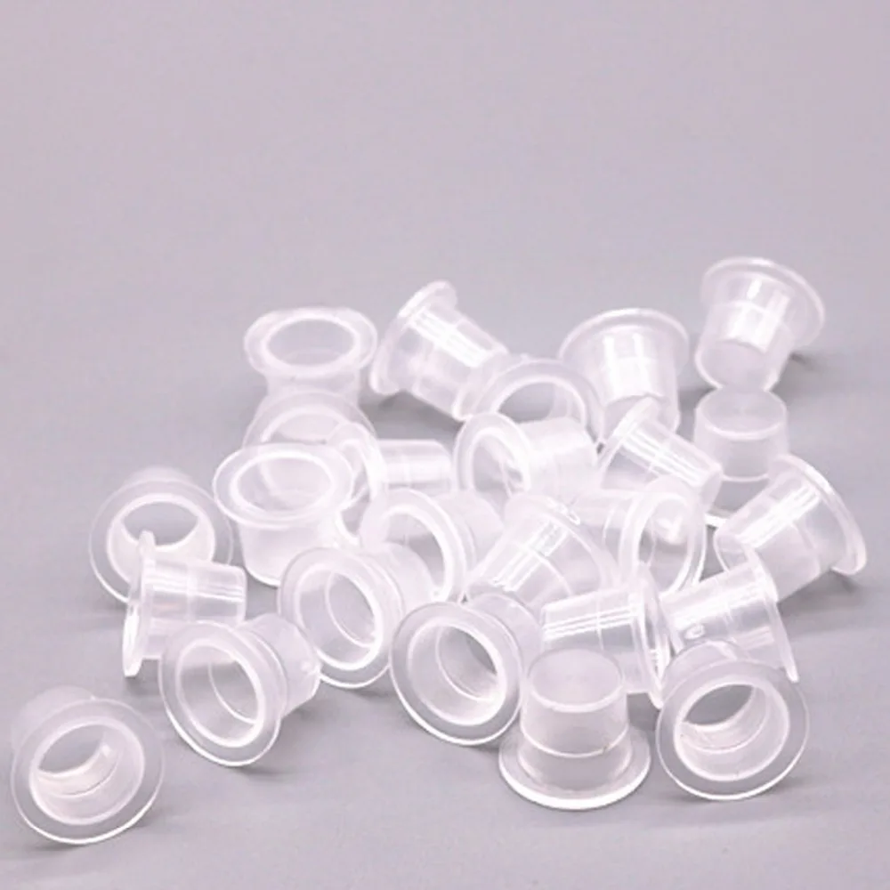 500Pcs Plastic Microblading Cap Pigment Clear Holder Container S/M/L Size For Needle Tip Grip Power Supply