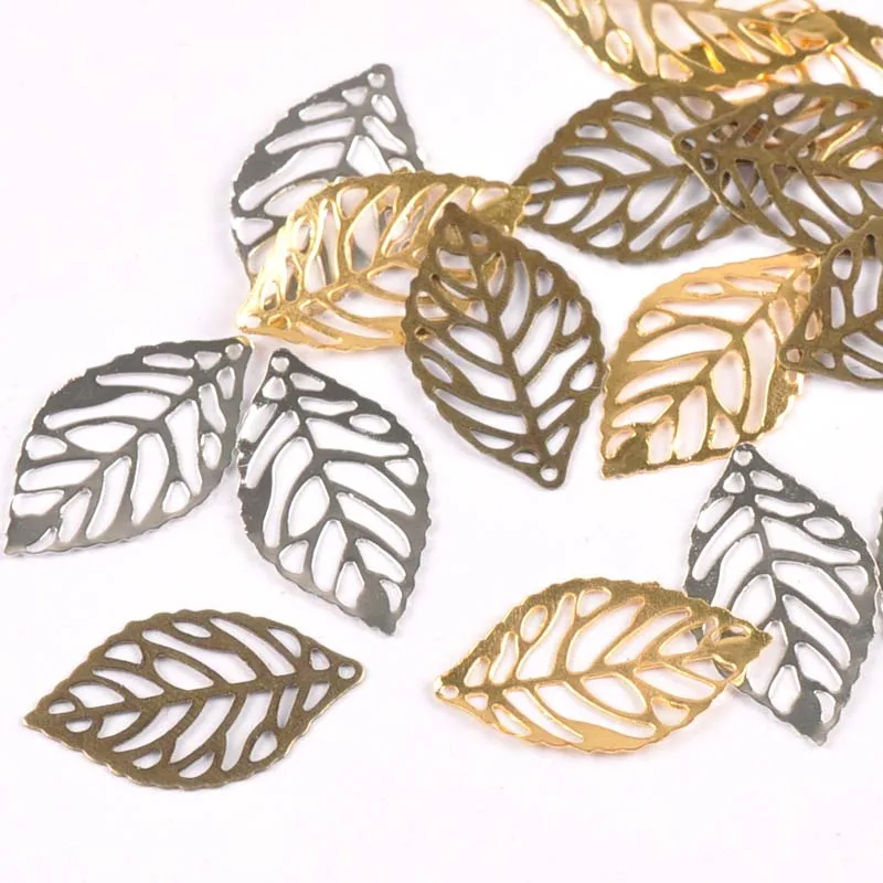 

50Pcs Metal Crafts Filigree Leaves Wraps Connectors Embellishments For DIY Home Decor Handicraft Scrapbooking 23x14mm YK0751