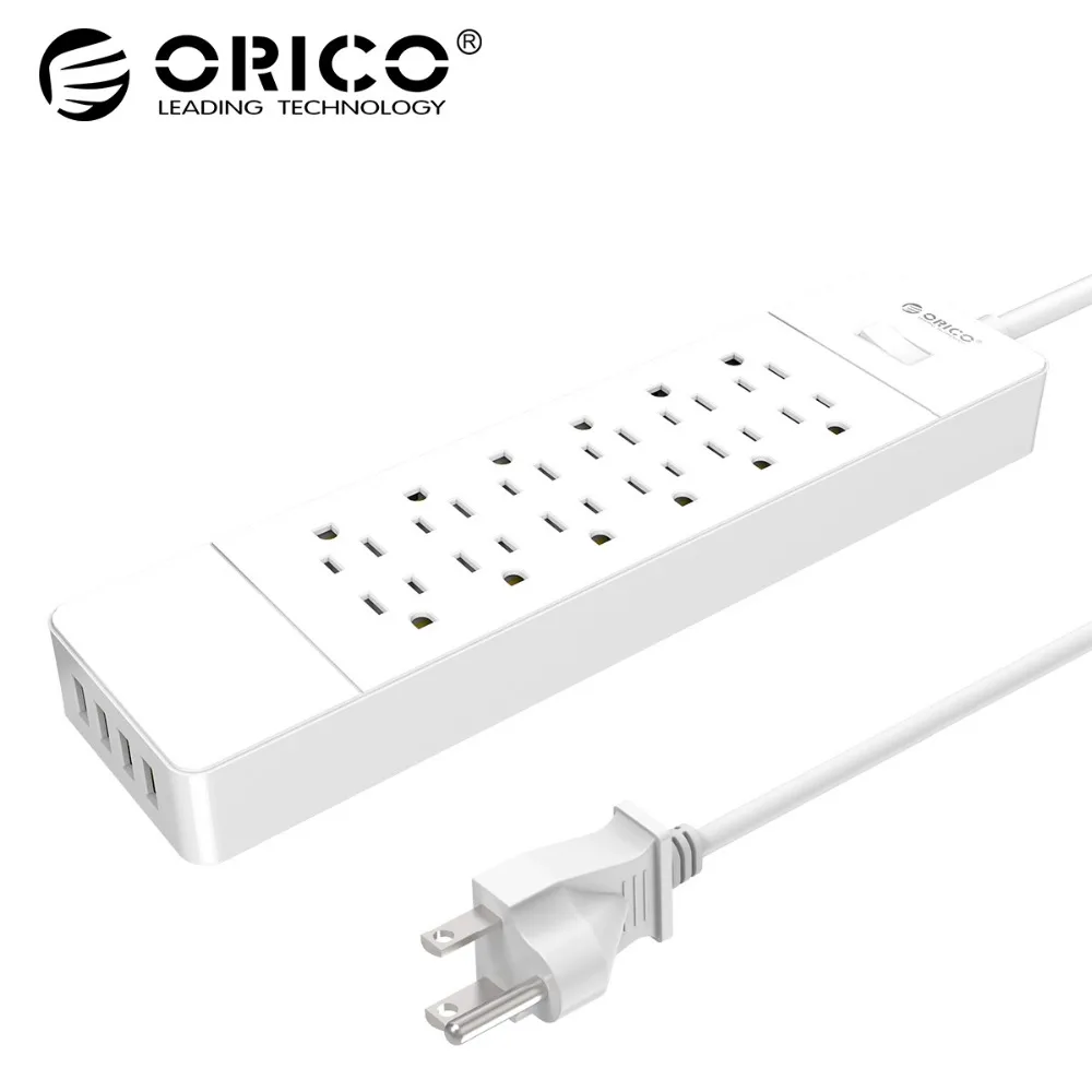 

ORICO USP-12A4U Power Strip 4 Ports USB Power Strip 12 AC Outlets Dual in-line Charging Strip Surge Protection