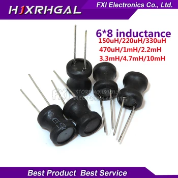 

10pcs Unshielded Wirewound DIP power Inductor 0608(6*8mm) 150uH 220uH 330uH 470uH 1mH 2.2mH 3.3mH 4.7mH 10mH I-shaped inductance