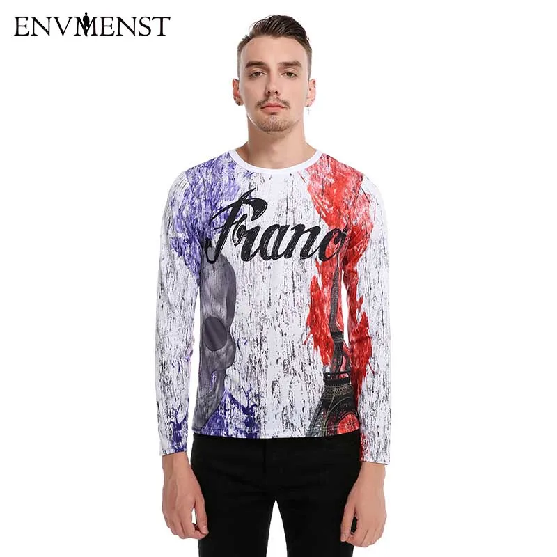 

Envmenst 2018 New Spring Fashion O-Neck Slim Fit Long Sleeve T Shirt Casual Men Splash Ink Printrd T-Shirt