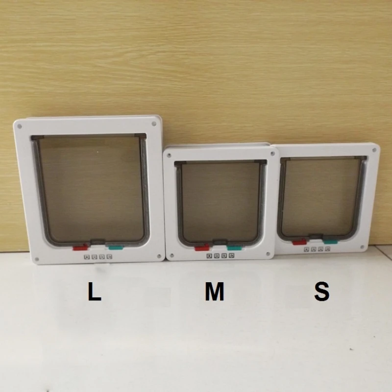 4Way-Pet-Cat-Puppy-Dog-Supplies-Lock-Frame-Safe-Security-Flap-Door-Gate-White-Size-S_12_800x800