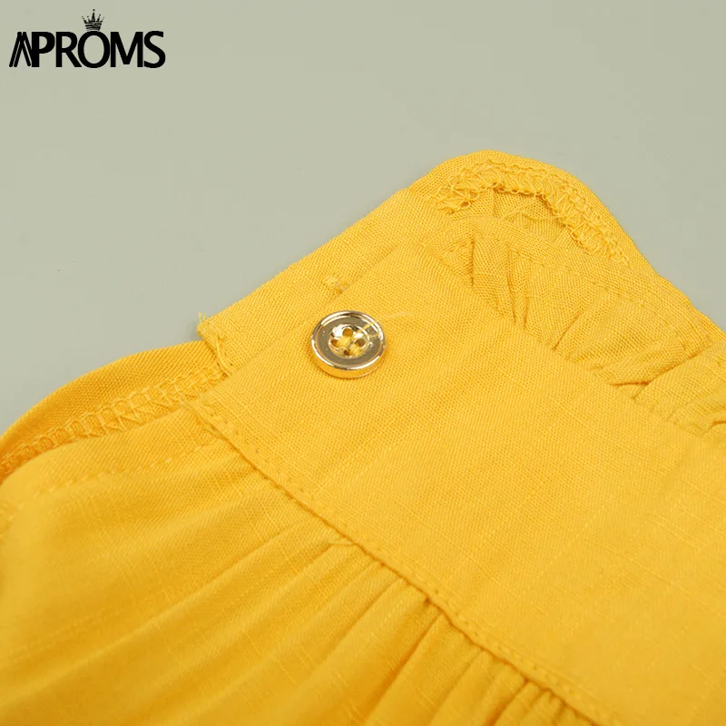 Aproms желтая блузка с глубоким v-образным вырезом и галстуком-бабочкой, женская летняя сексуальная рубашка с открытой спиной и длинным рукавом, крутая уличная одежда для девочек, укороченный топ с высокой талией