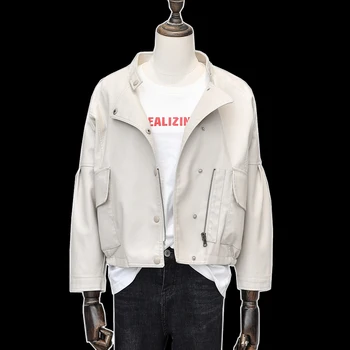 

Spring and Autumn new female Korean wild white wide Songmi pu leather jacket short paragraph suit jacket Brands