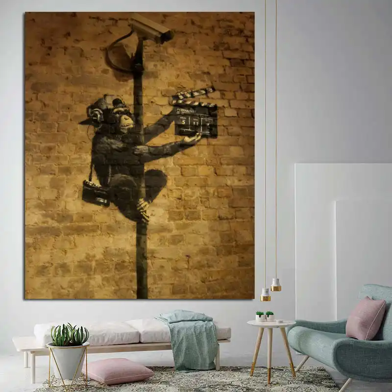 Kunstler Affe Kunst Tapete Kunst Leinwand Malerei Poster Drucke Moderne Malerei Wand Bilder Kunstwerk Fur Wohnzimmer Wohnkultur Malerei Und Kalligraphie Aliexpress