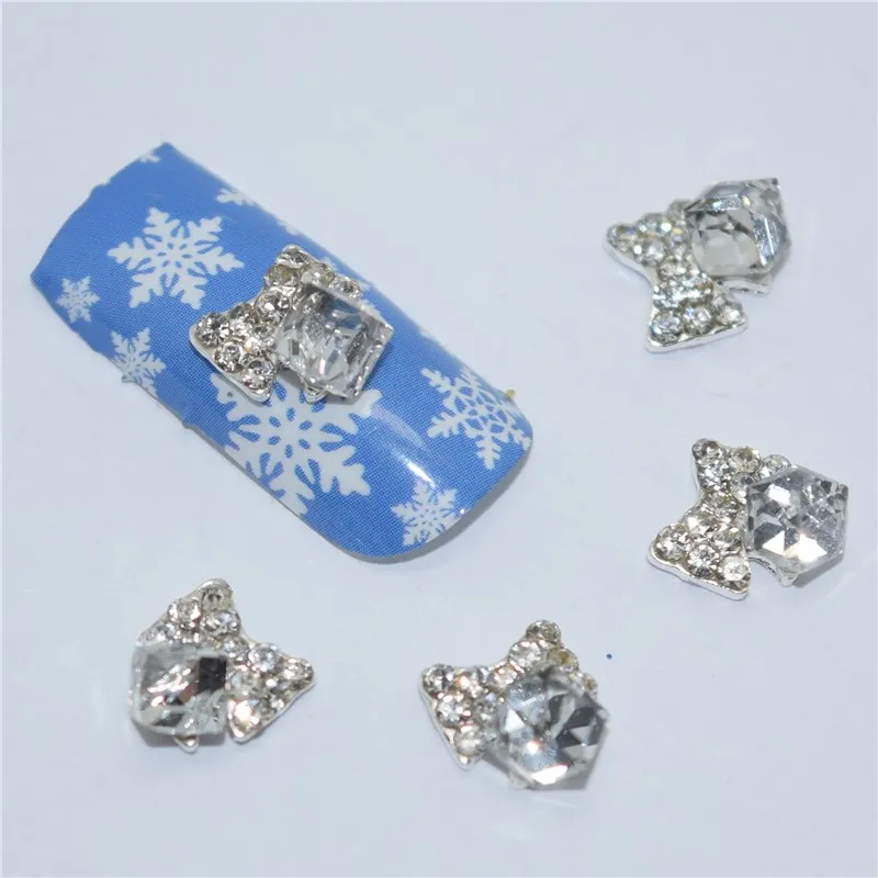 10psc New White Rhinestone 3D Nail Art Decorations,Alloy Nail Charms