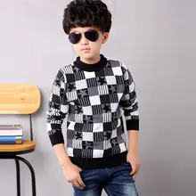 Обувь для мальчиков свитер фьюжн осень-зима детский трикотаж Вышивка Крестом Картины Обувь для мальчиков шерстяной свитер модная детская верхняя одежда возраст От 4 до 15 лет