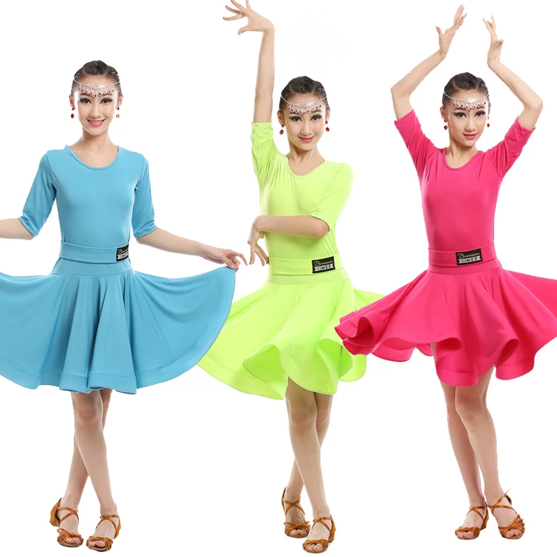 

Children's Latin Salsa Dancing Dress Kids Ballroom Dancewear Dress Girls professional Party Stagewear competition costumes