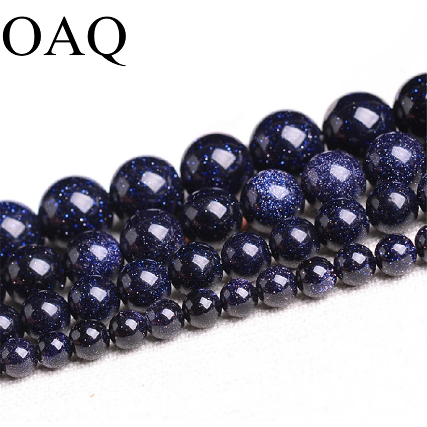 Natural 6mm Galaxy Staras Blue Sand Sun Sitara Gemstone Loose Beads 15/" AAA