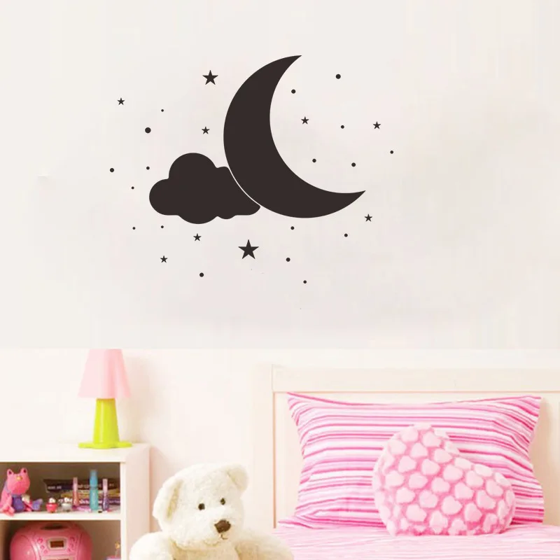 

Cartoon Cute Clouds Moon Stars Polka Circles Wall Sticker For Kids Rooms Boys Girls Gifts Vinyl Wall Decals Home Decor Art Mural