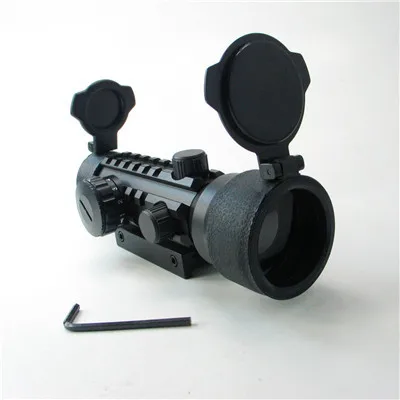 

Tactical 2x42 mm Red Green Dot Rifle Scope Sight With 20mm Weaver / pica Tri Rifle Troy Laser Bore Sight For Hunting Gun Wepons
