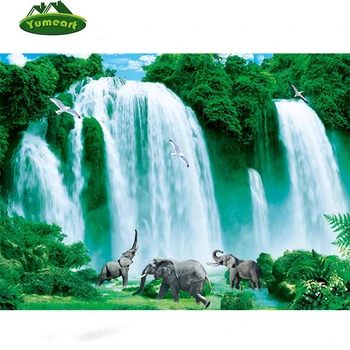 

New 3D DIY Diamond painting animated waterfall pictures elephant resin stone decoration square full diamond embroidery Falls