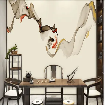 

Modern minimalist new abstract line ink landscape koi background wall
