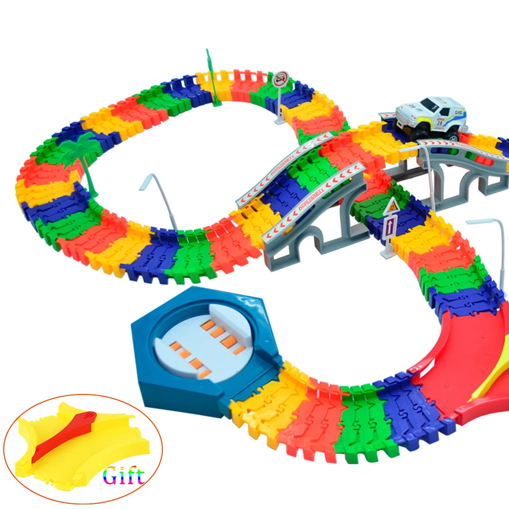 

190PCS Miraculous Magic Race Track Bend Flex Car Toy Track Set DIY Track Electric Rail Car Model Set Gift For Kids Gifts