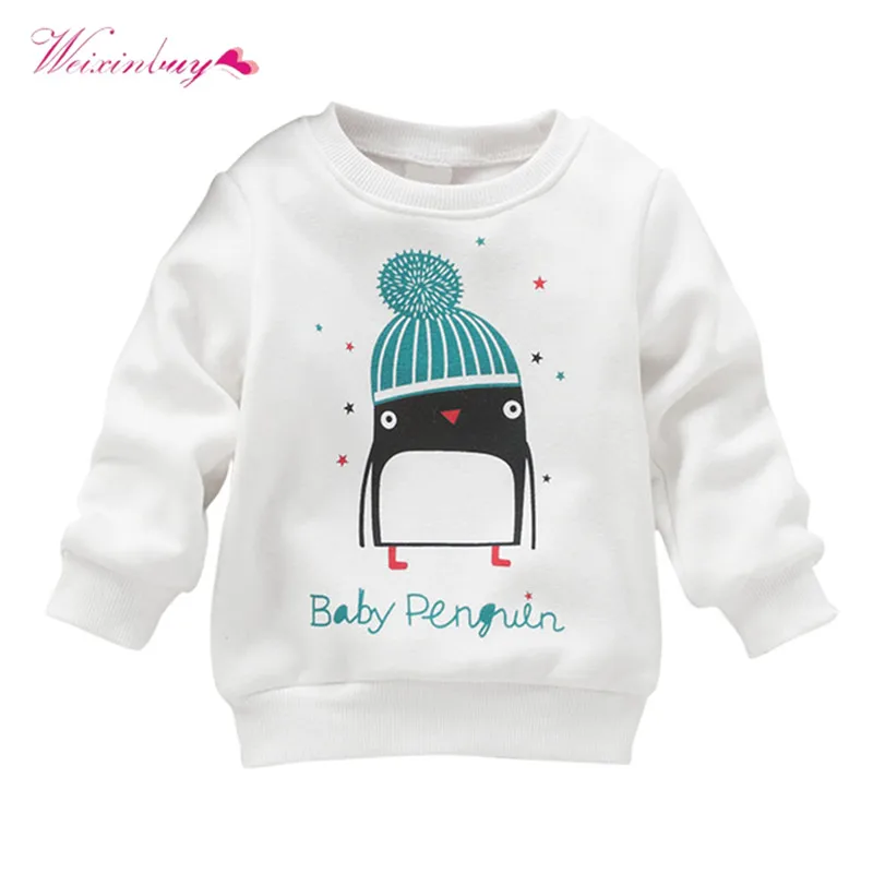 

2017 Newborn Kid Cotton Sweater Penguin Print Baby Girl Pullover Long Sleeve Sweater