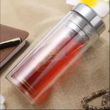 Прямая поставка с фабрики, обычная Изолированная стеклянная кружка с логотипом на заказ, портативная Двойная Вакуумная стеклянная кружка, кружка-термос