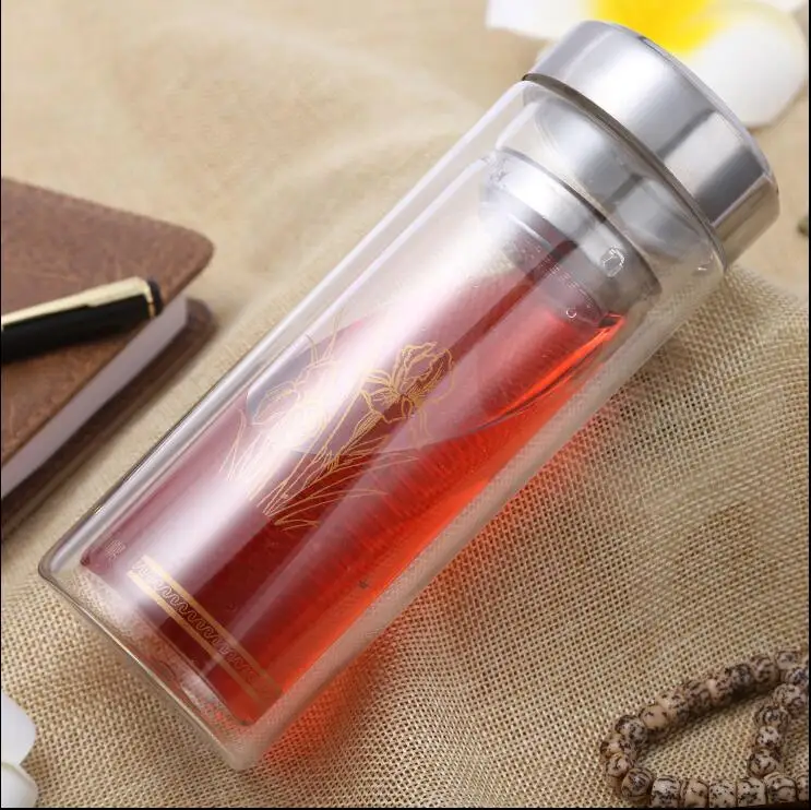 

Factory direct ordinary insulated glass custom logo mug portable double vacuum glass mug Thermos cup