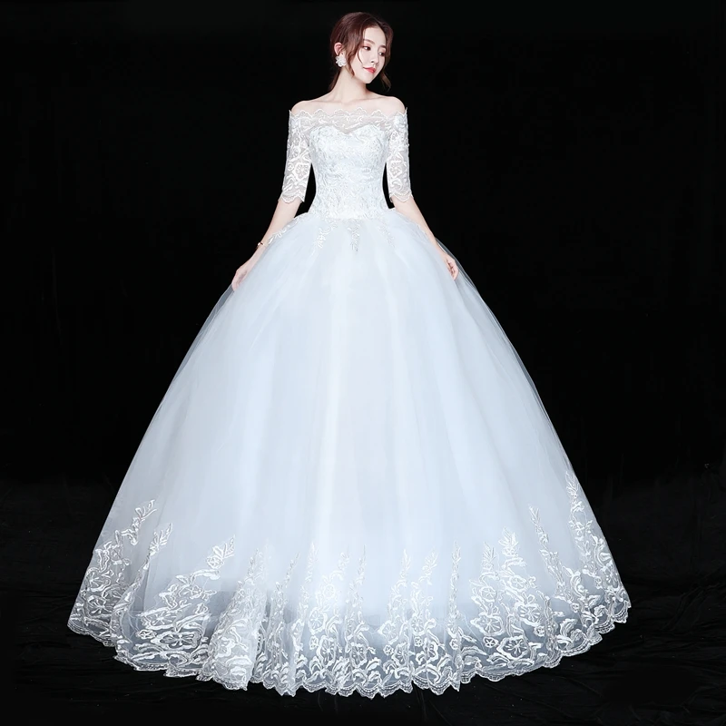 

Fansmile Robe De Mariage Vintage Lace Up Ball Wedding Dresses 2019 Plus Size Vestido de Noiva Bridal Wedding Gowns FSM-612F