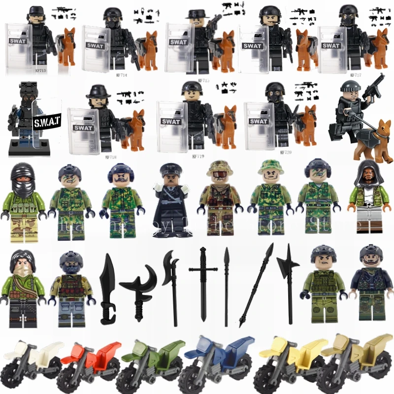

Legoing SWAT Wars Military Falcon Commandos WW2 Army Soldiers Weapon Building Blocks Sets Compatible Legoings Figures Boys Toys