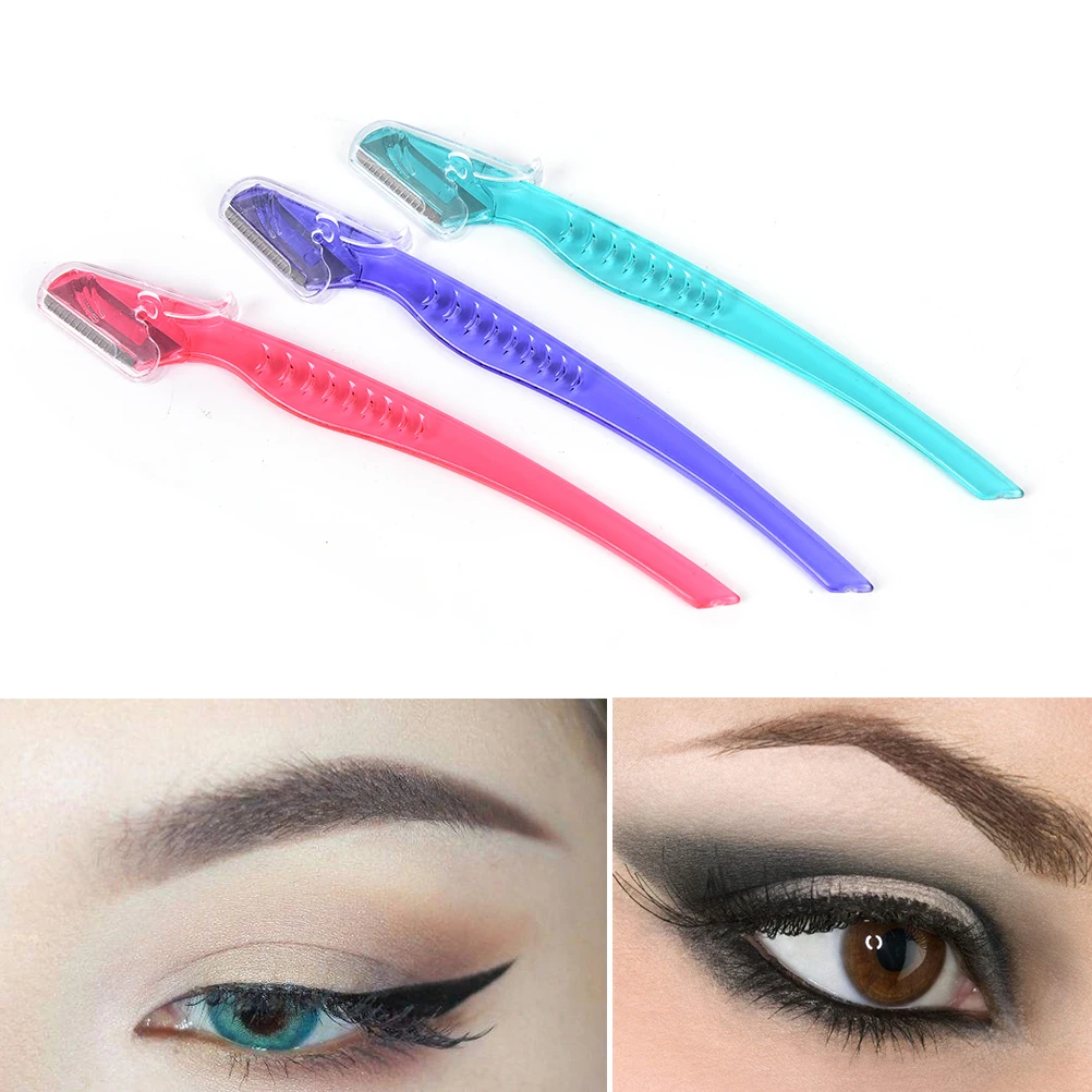3Pcs Eyebrow Razor Shaper Clear Eyebrow Blade Mini Facial Hair Remover