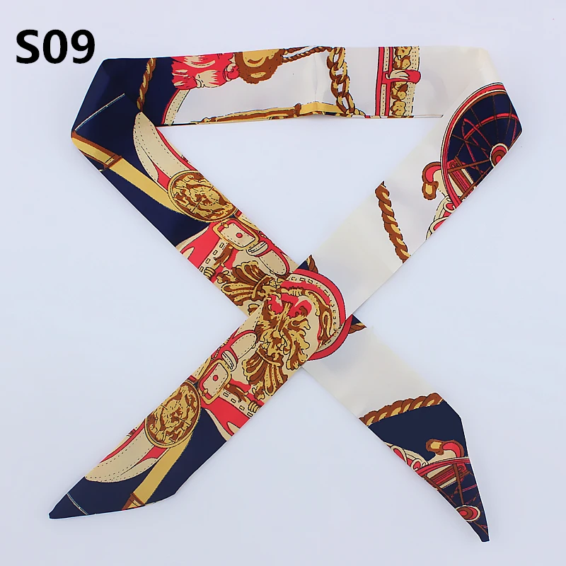 

2019 New Silk Skinny Scarf Women Print Designer Hair Band Scarves for Ladies Long Ribbon Bag Scarfs Tie Female Fashion