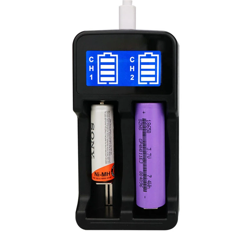 LCD Display With 2 Slots Smart Intelligent Battery Charger for 26650 22650 20700 21700 18650 Battery Rechargeable Batteries H40  (5)