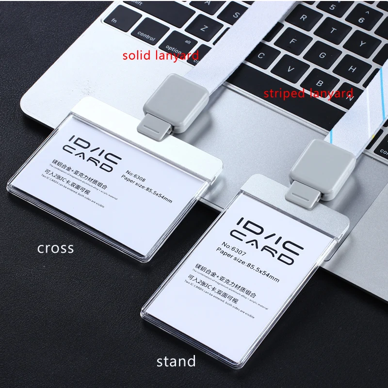 Acrylic Clear Access Card ID IC Card Badge Holder Work Card with Polyester Lanyard,Factory Price, LOGO Custom Lanyard