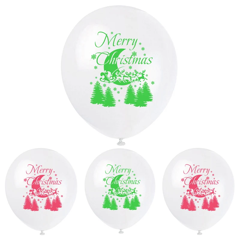 

12Inch Red Green Merry Christmas Moon Tree Latex Balloons Happy New Year Christmas Decorations Confetti Balloon
