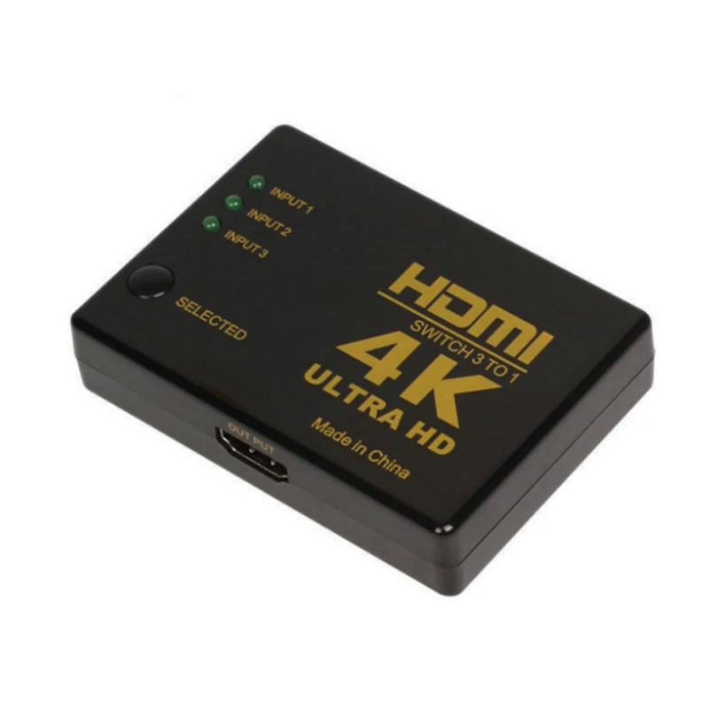 

Mini HDMI Amplifier Switch 3 Ports 4K*2K Switcher with IR cable Splitter Box Ultra HD for DVD HD TV