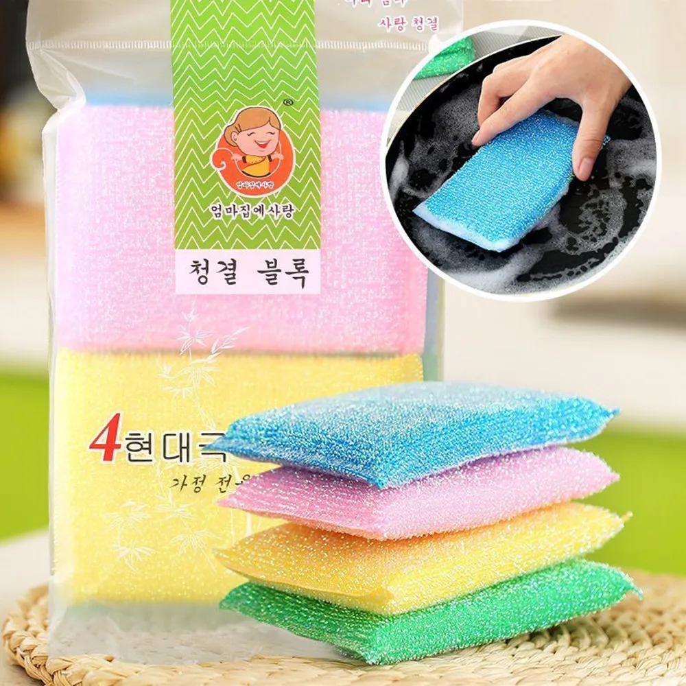 

4Pcs Cleaning Sponges Universal Sponge Brush Set multi-function practical durable soft no oil Kitchen Cleaning Tools Helper hot