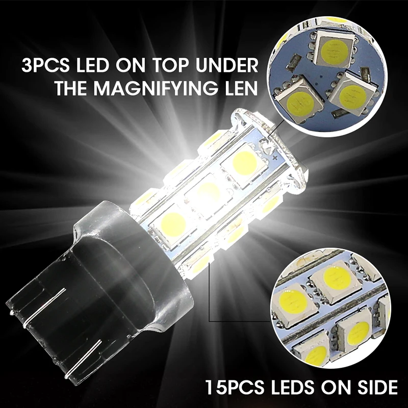 Roadot 2 шт. 7440 5050 18 SMD белый 6000 K ходовые огни Сигналы поворота для автомобиля