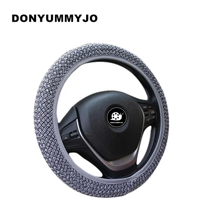 

Car Steering Wheel Cover Linen fabric Sweat Absorbing Anti Slip medium size 38cm summer four season interior wheel-covers