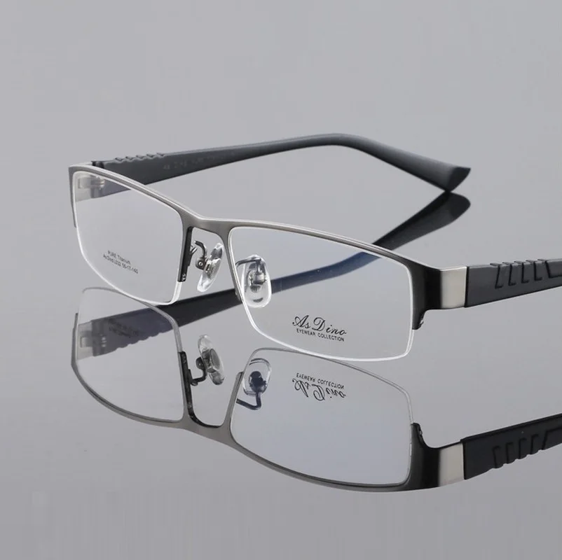 

pure titanium men eyeglasses frames male halfl-rim myopia optical spectacles frames eyewear prescription reading glasses oculos