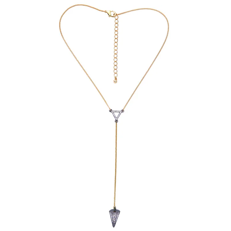

Fashion Necklace Jewelry Accessory Luxury Elegant Alloy Vintage Rhinestone Rivets Long Pendant Necklace For Women Lady N1268a