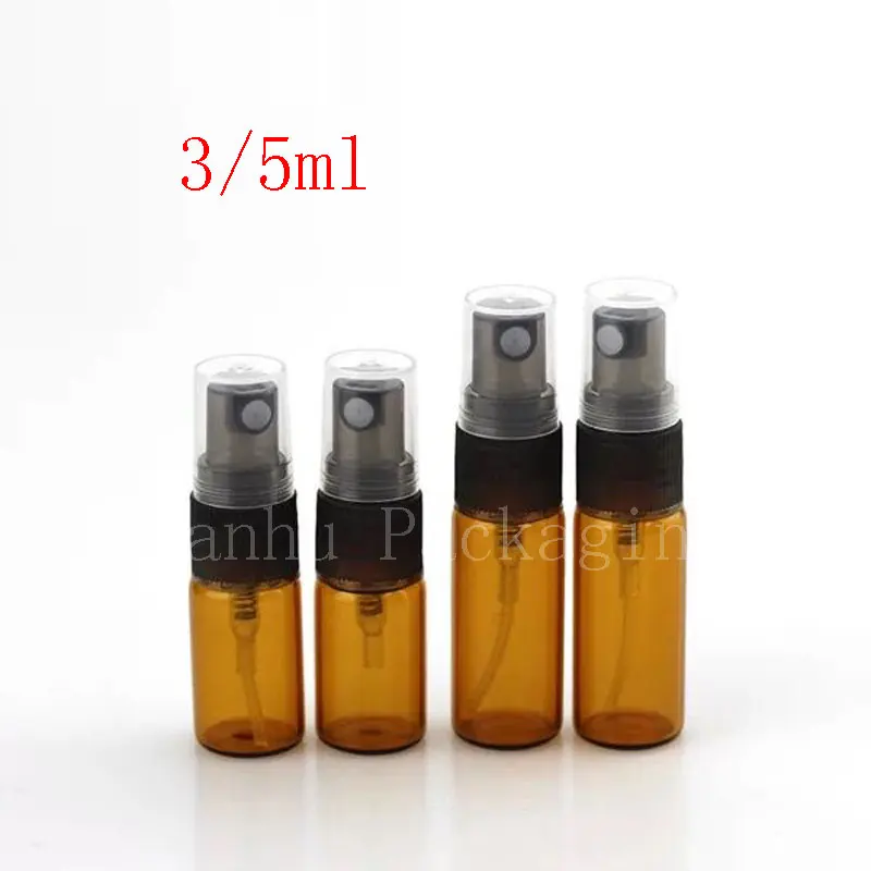 

3ml 5ml Brown Mini Glass Spray Bottle Sample Mist Sprayer Perfume Display Glass Container Refillable Atomizer Vial 100pc/lot