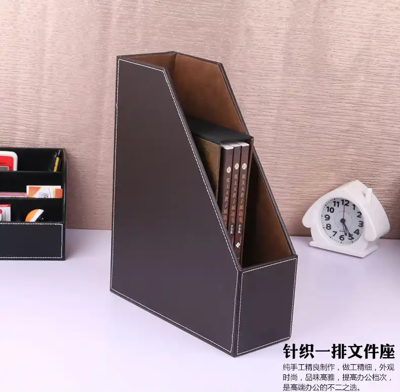 1 Grid 木製レザーオフィスデスクトップファイルブックマガジンスタンドラックホルダーテーブルドキュメントファイリングボックスオーガナイザーブラウン224b Document File Box Desktop Filestanding File Organizer Aliexpress