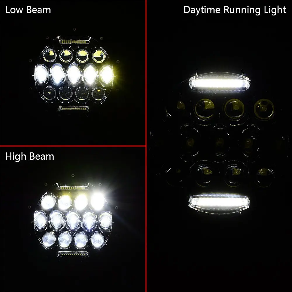 1X7 дюймов светодиодный головной светильник H4 Hi/Low Beam DRL налобный фонарь с поворотником halo светильник для jeep JK Niva VAZ внедорожный Lada 4x4 мотоцикл