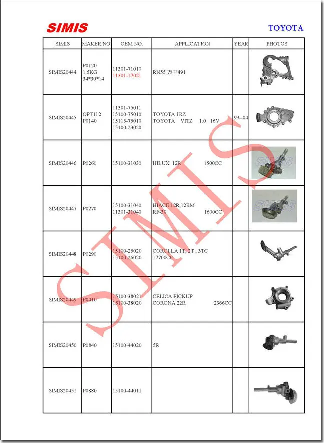 Масляный насос 11302-38010 11302-35010 для 20RE 2200-2400CC