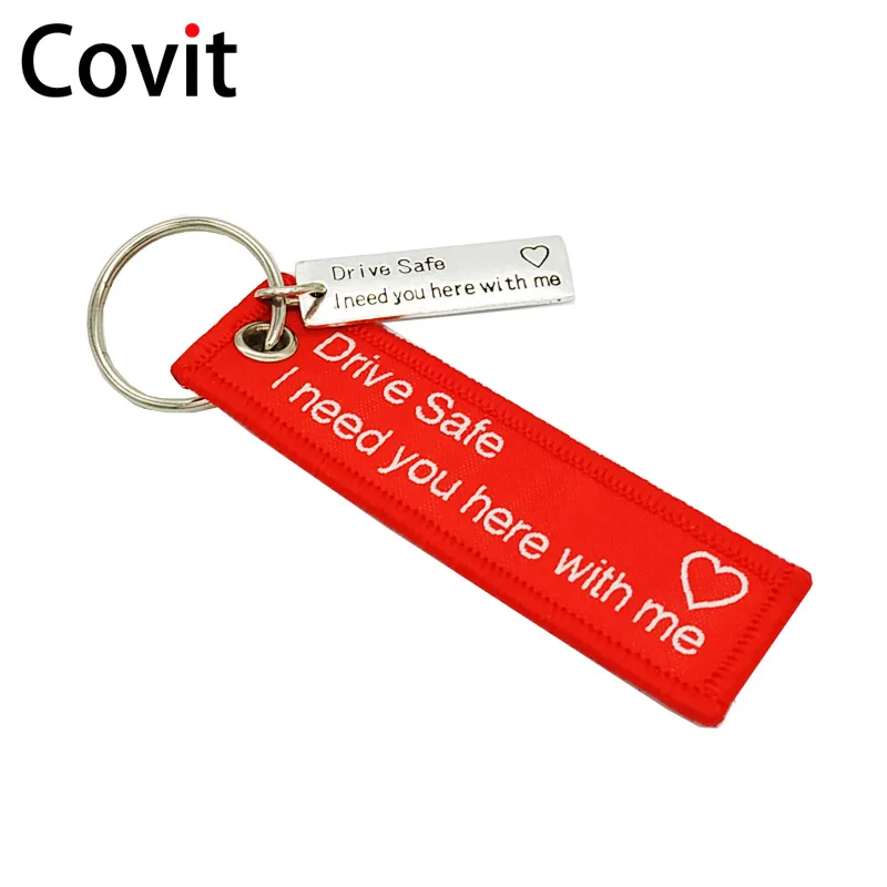 Red Woven Drive Safe Keychain Silver Metal Drive Safe Key Ring I Need You Here With Me Men Women