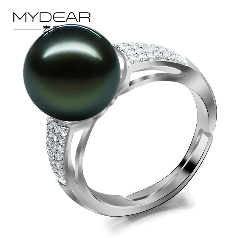 

MYDEAR Unique charming 925 italian fine sterling silver tahitian pearl ring