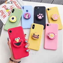 3d silicone dos desenhos animados caso titular do telefone para o iphone x xr xs max 6 7 8 plus 6s 5S se bonito suporte de volta capa coque fundas(China)
